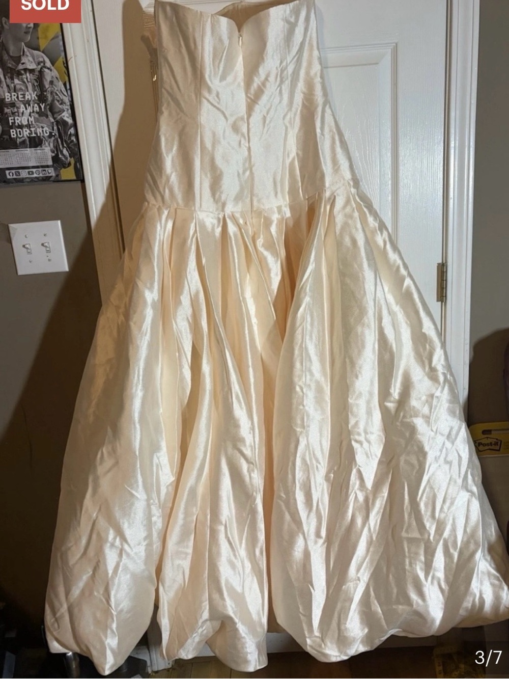 Fashion Nova Cream Strapless Ball Gown Wedding Dress